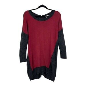 Halogen Womens Size Small Burgundy Gray Colorblock Zip Back Sweater